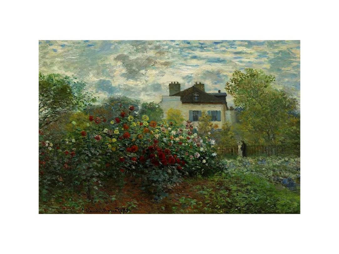 The Garden At Argenteuil Aka The Dahlias by Claude Monet