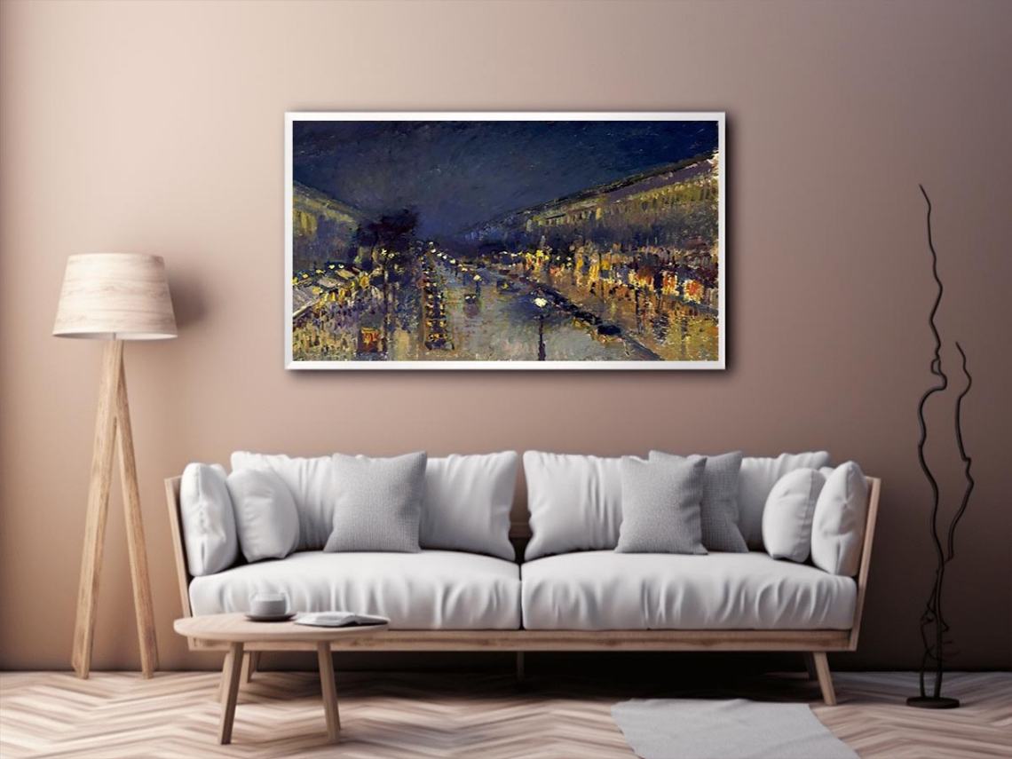 Boulevard Montmartre; Night Effect by Camille Pissarro Painting 