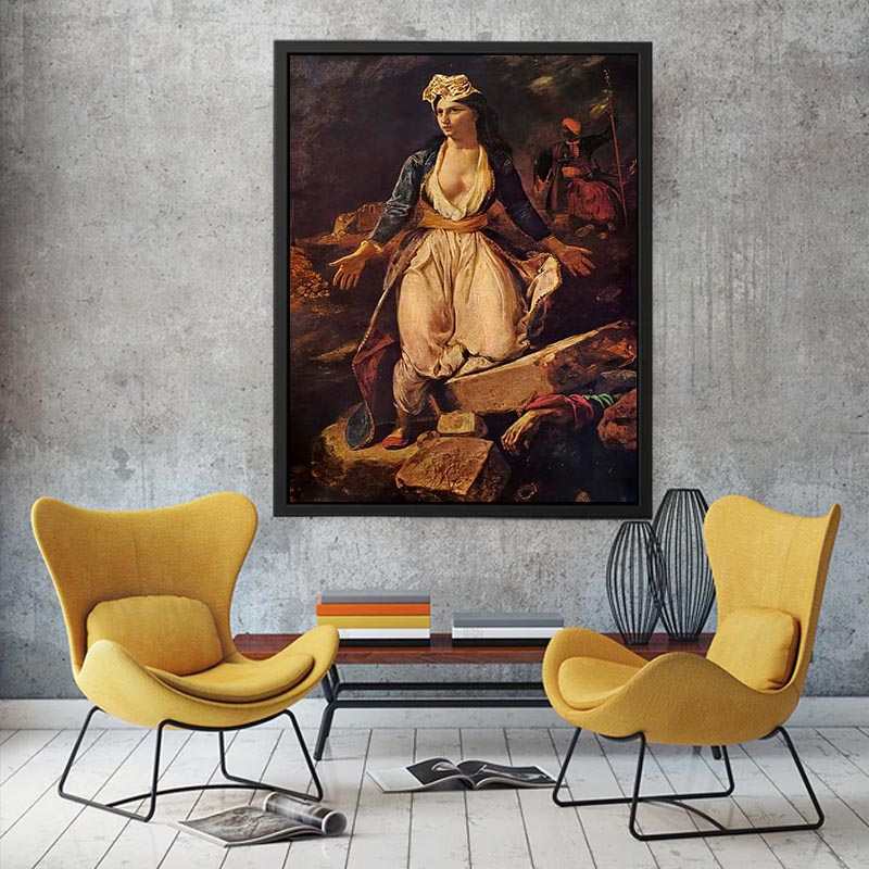 Greece on the Ruins of Missolonghi by Eugene Delacroix Painting 