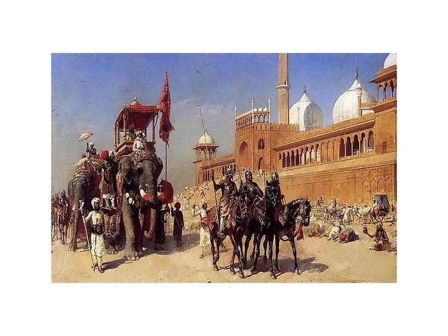 Great Mogul And His Court Returning From The Great Mosque At Delhi India by Edwin Lord Weeks
