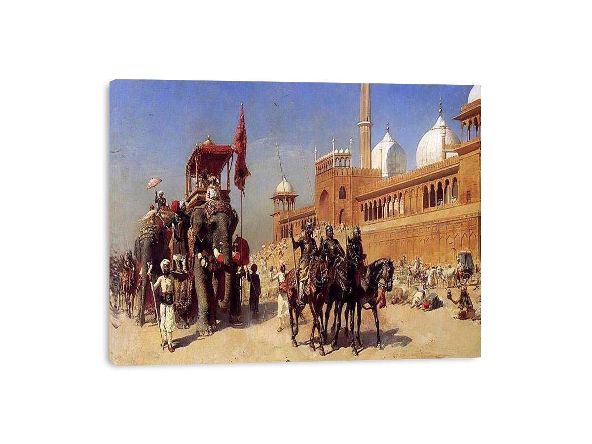 Great Mogul And His Court Returning From The Great Mosque At Delhi India by Edwin Lord Weeks Painting