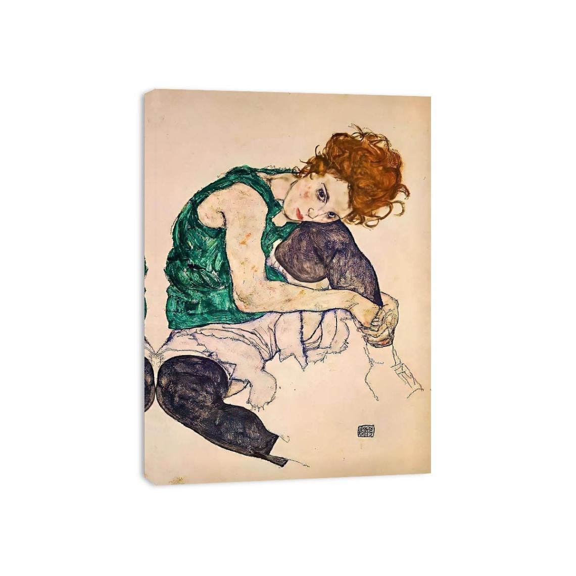 Seated Woman With Bent Knee by Egon Schiele Painting 