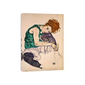 Seated Woman With Bent Knee by Egon Schiele Painting 