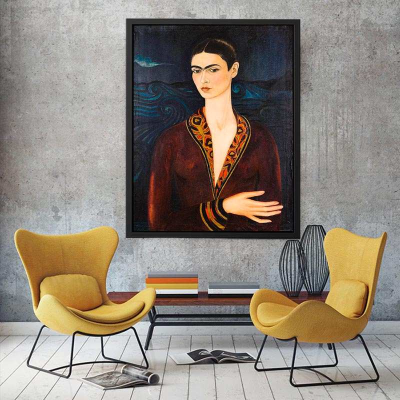 Self-Portrait in Velvet Dress by Frida Kahlo Painting