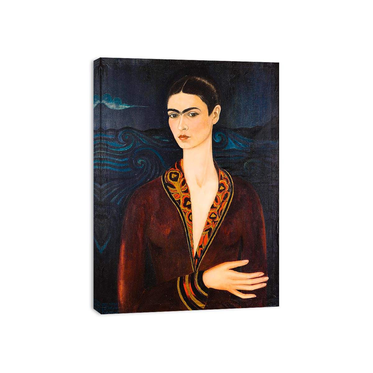 Self-Portrait in Velvet Dress by Frida Kahlo Painting