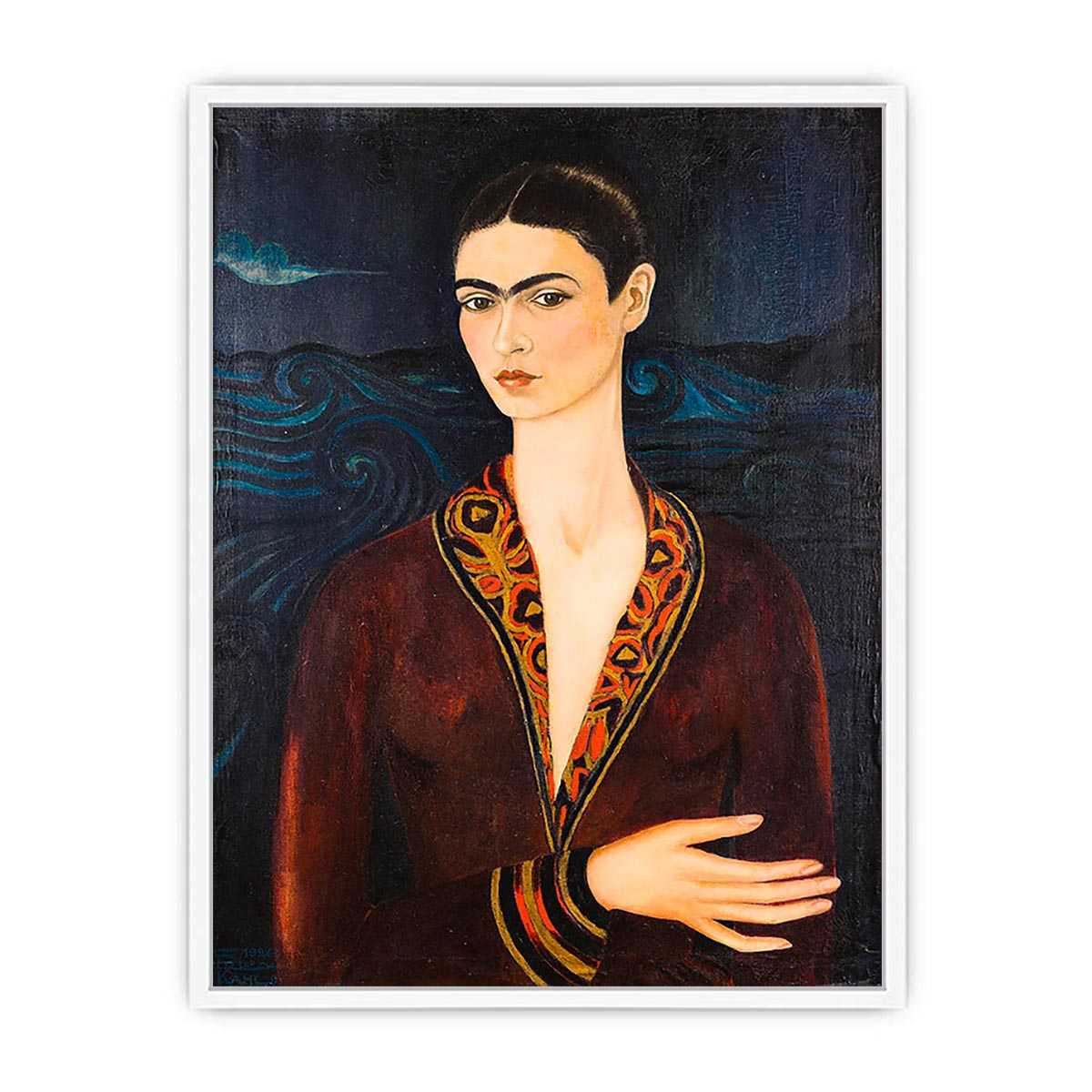 Self-Portrait in Velvet Dress - Frida Kahlo Framed Print