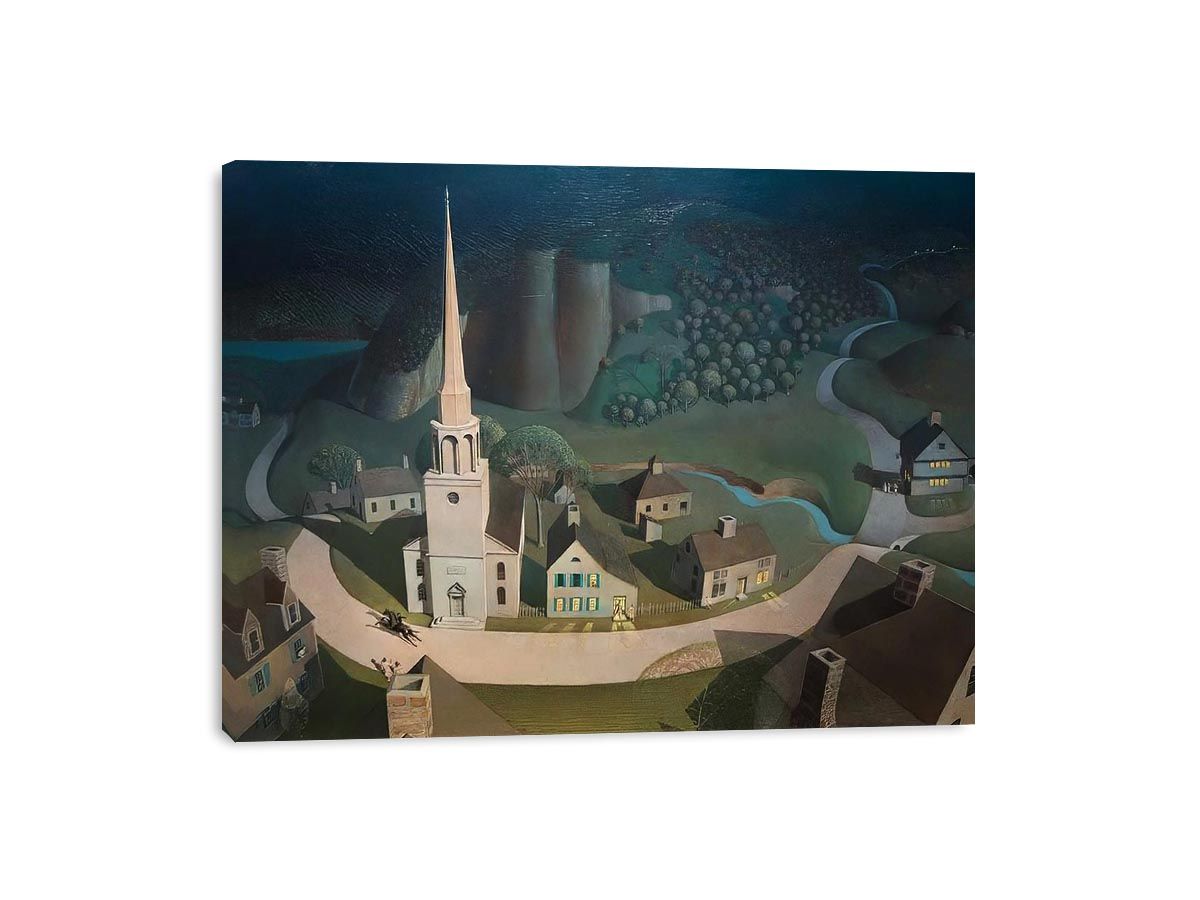 The Midnight Ride of Paul Revere by Grant Wood Painting 