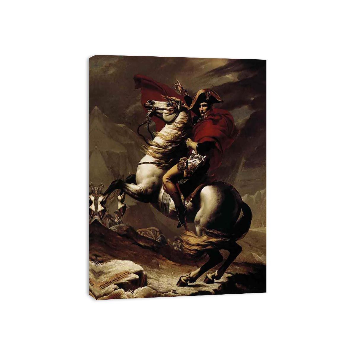 Bonaparte, Calm on a Fiery Steed, Crossing the Alps 1801 by Jacques Louis David Painting 