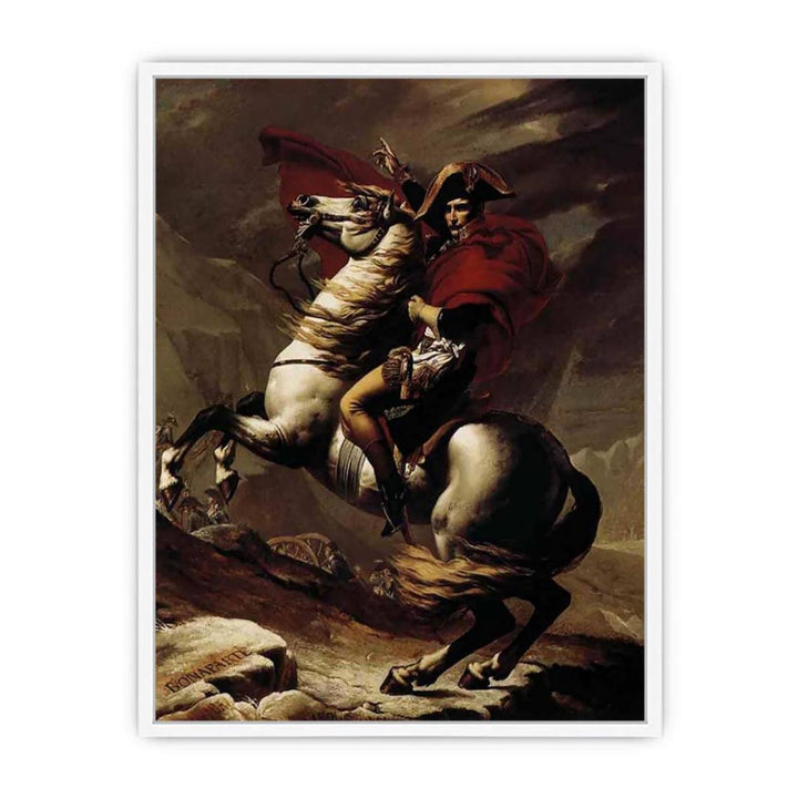 Bonaparte, Calm on a Fiery Steed, Crossing the Alps 1801 Framed Print