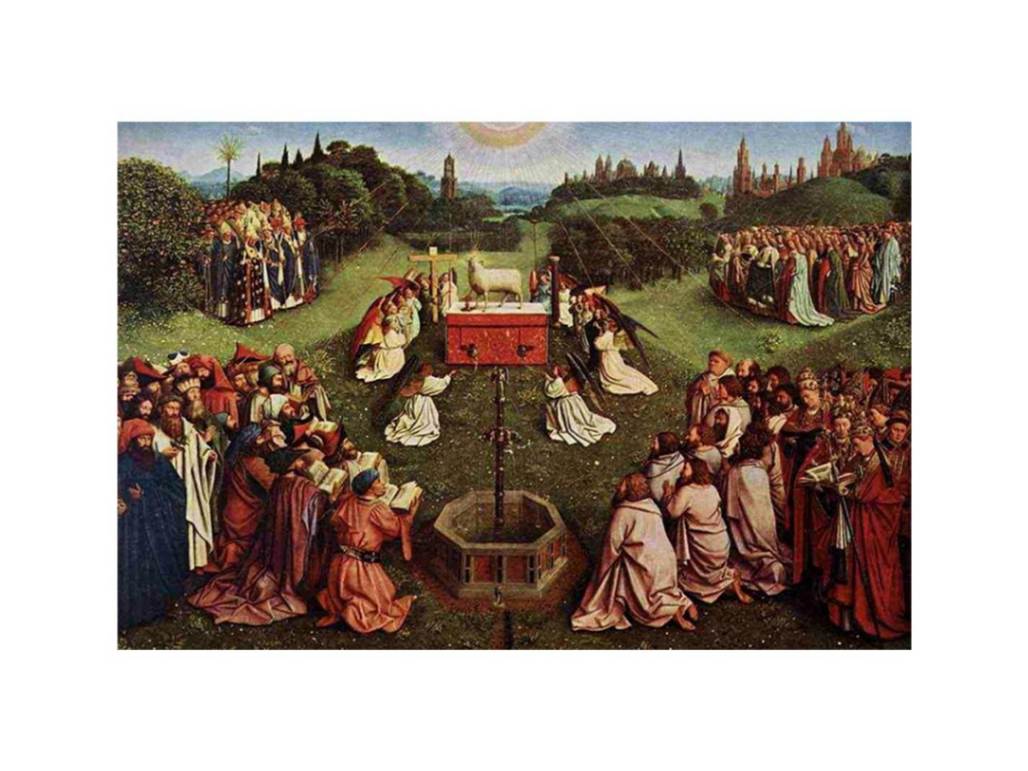 The Ghent Altarpiece- Adoration of the Lamb 1425-29 by Jan Van Eyck