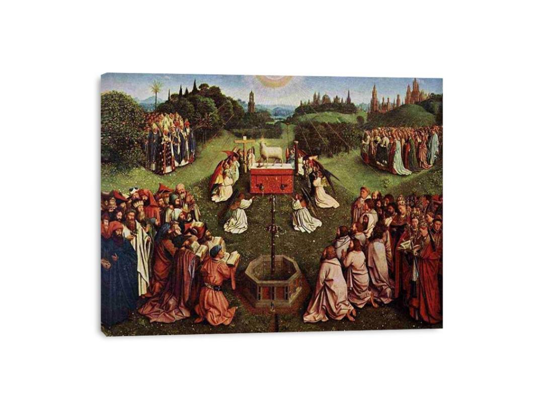 The Ghent Altarpiece- Adoration of the Lamb 1425-29 by Jan Van Eyck Painting 