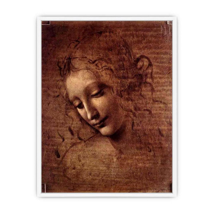 Female head (The Lady of the Dishevelled Hair) (or La Scapigliata) Framed Print