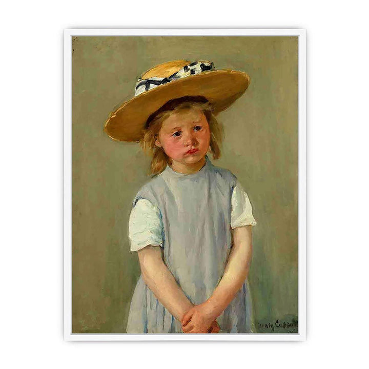 Child In A Straw Hat Framed Print