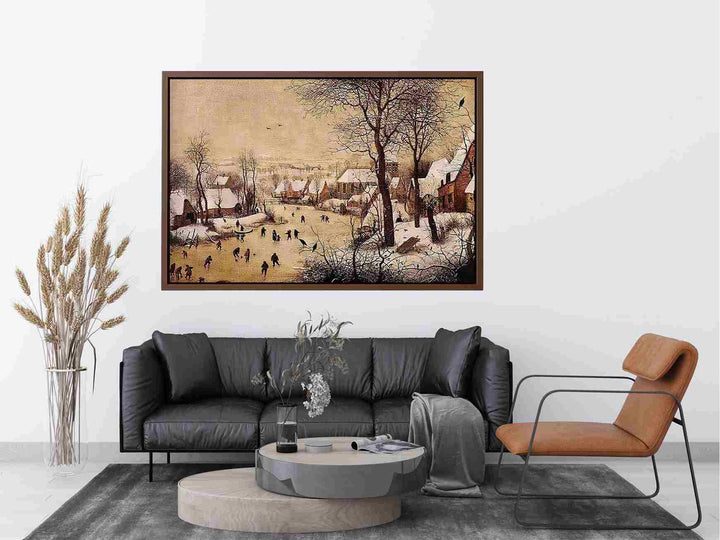 Winter Landscape with Skaters and Bird Trap 1565 Painting