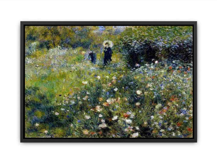 Woman with a Parasol in a Garden Canvas Print