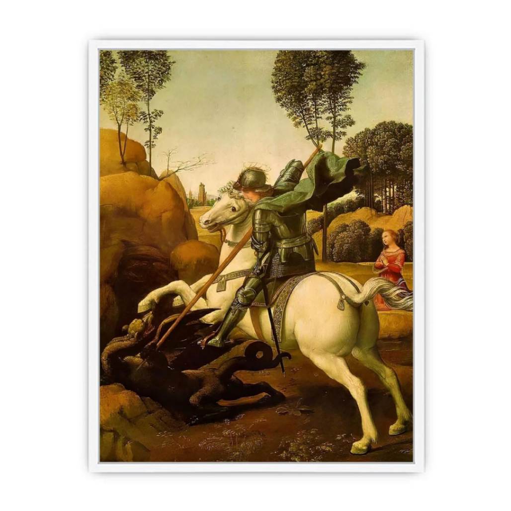 Saint George and the Dragon by Raphael Framed Print