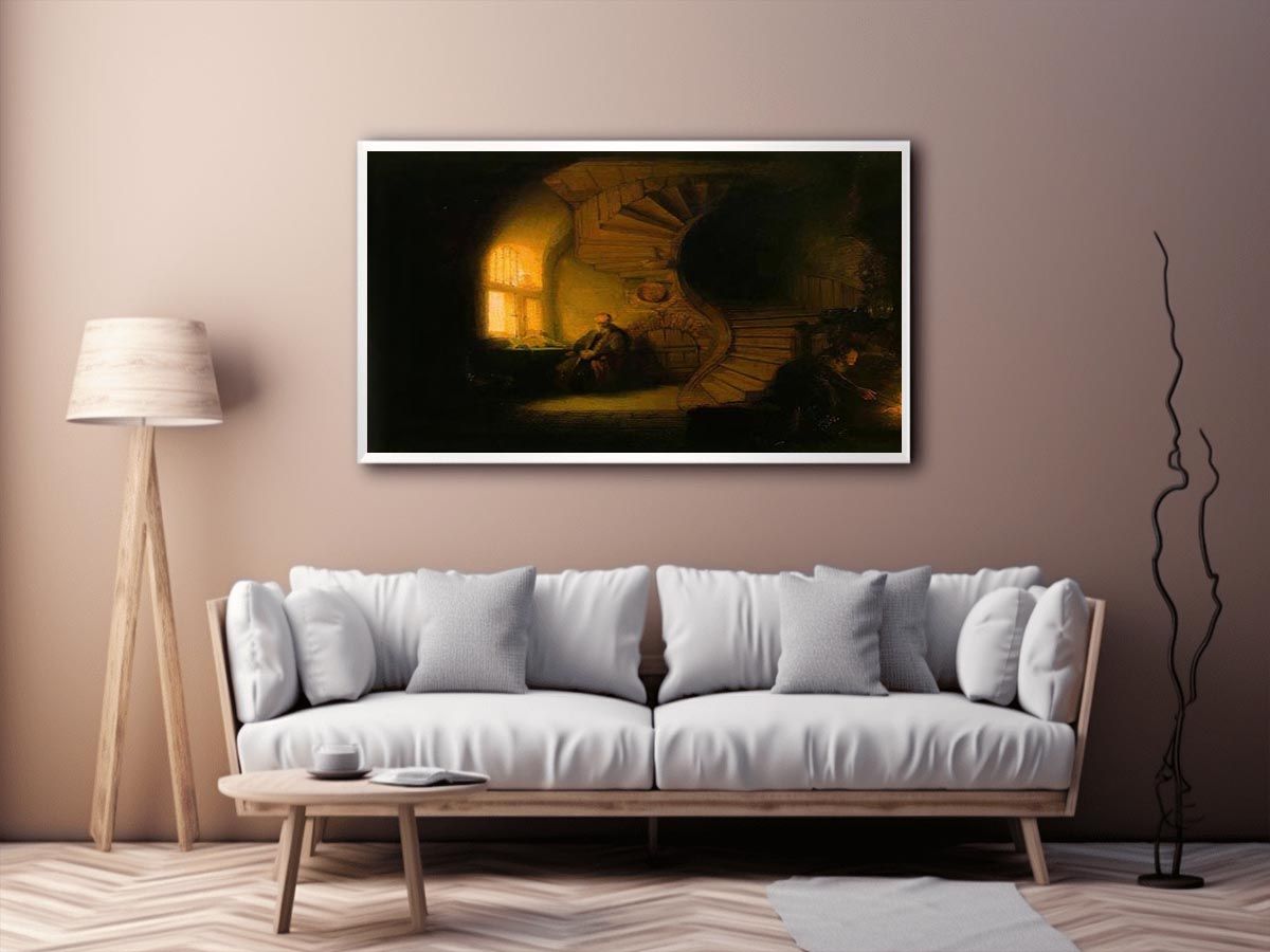 Philosopher in Meditation 1632 by Rembrandt Van Rijn Painting 