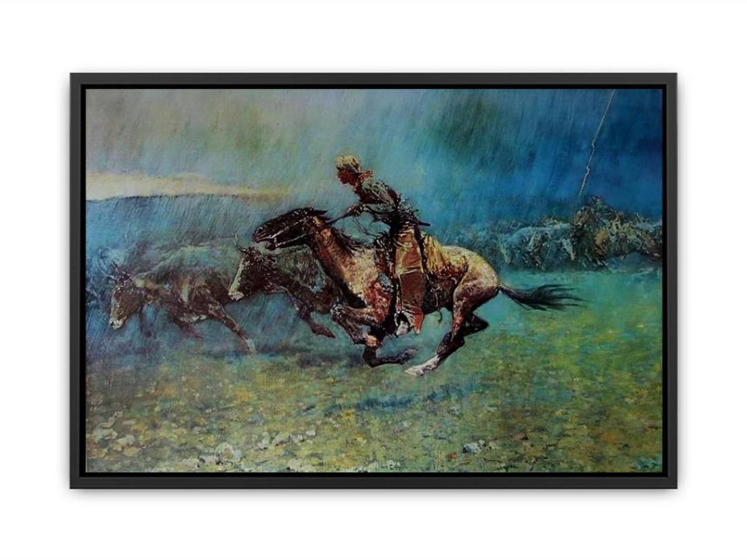 Remington Stampede by Frederic Remington Canvas Print