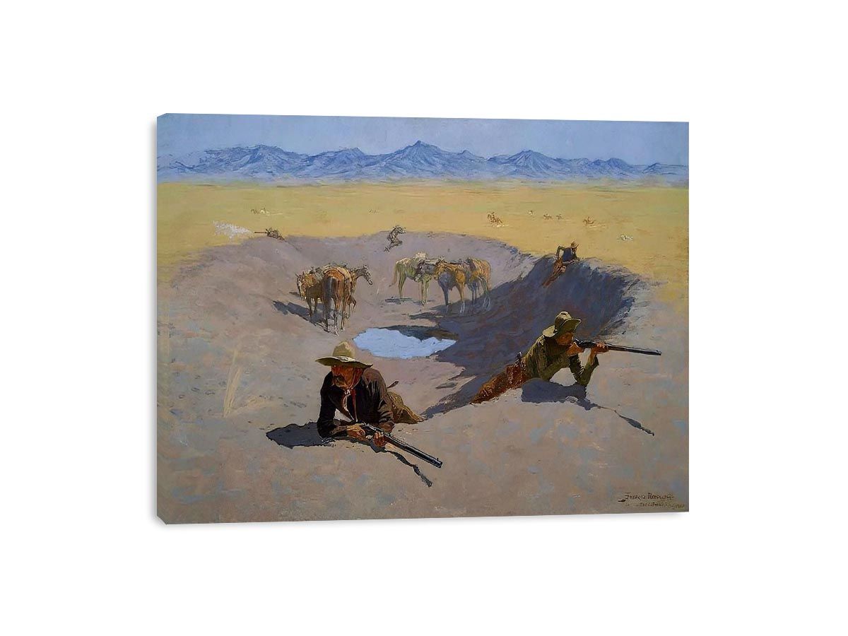 Fight For The Water Hole by Frederic Remington Painting 