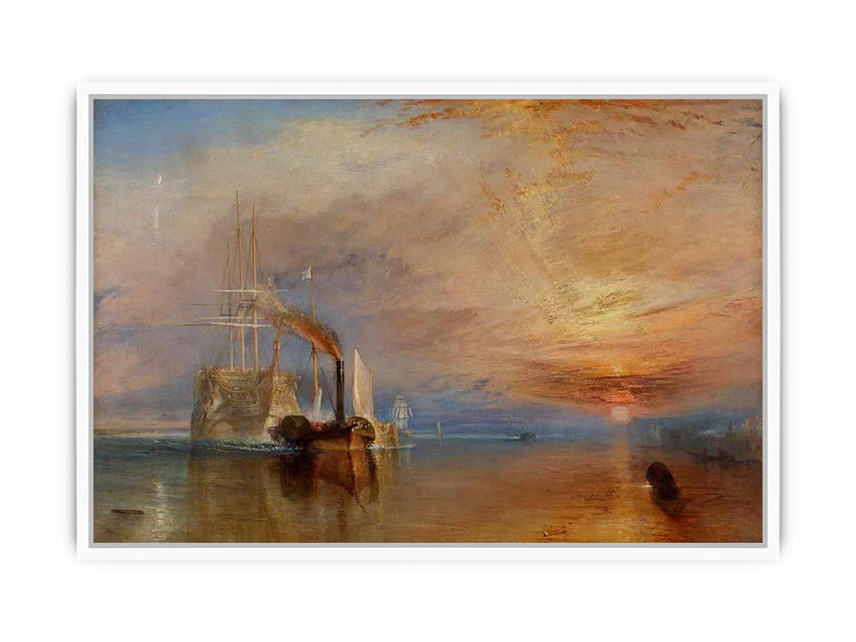 The 'Fighting Temeraire' tugged to her Last Berth to be broken up 1838-39 Framed Print
