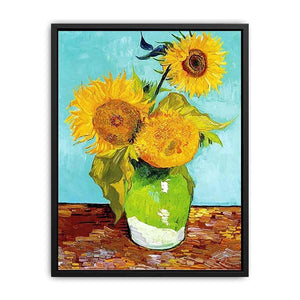 Sunflowers on Green By Van Gogh Canvas Print