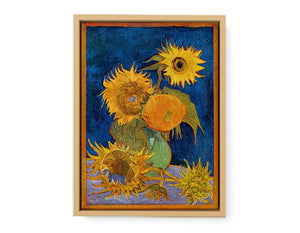 Sunflowers On Blue By Van Gogh framed Print