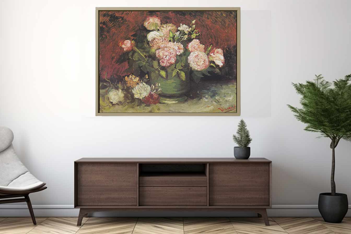 Bowl with Peonies and Roses Art Print