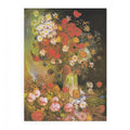 Vase with cornflowers and poppies, peonies and chrysanthemums