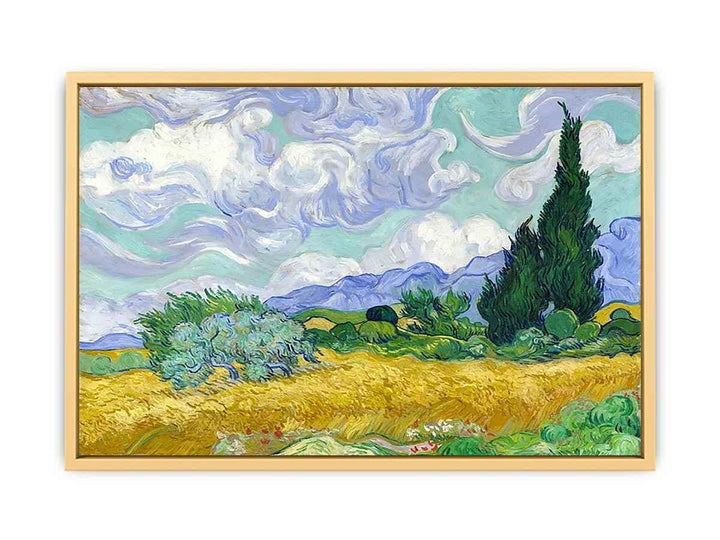 Wheat Field with Cypresses Streched canvas