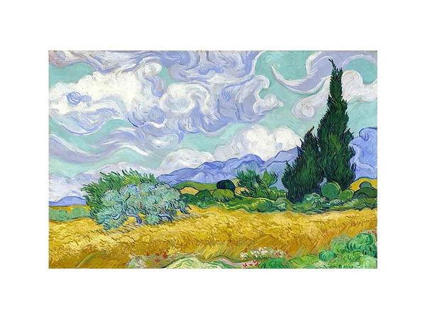 Wheat Field with Cypresses
