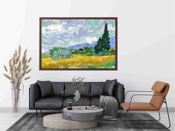 Wheat Field with Cypresses Painting