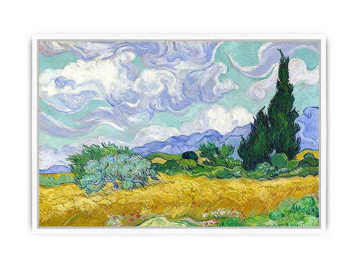 Wheat Field with Cypresses Framed Print