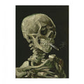 Head of a skeleton with a burning cigarette,