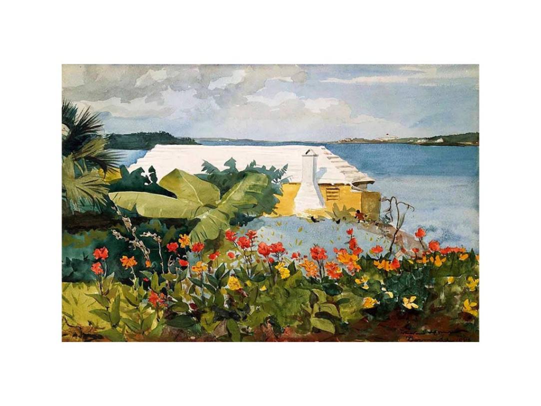 Flower Garden and Bungalow, Bermuda by Winslow Homer