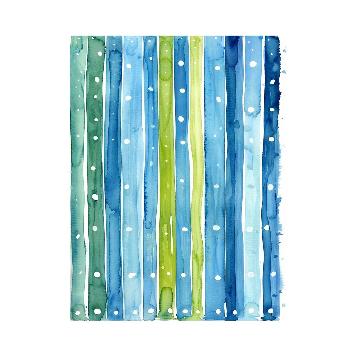 Abstract blue green vertical watercolor stripes wall art canvas, calming coastal modern minimalist painting for living room decor