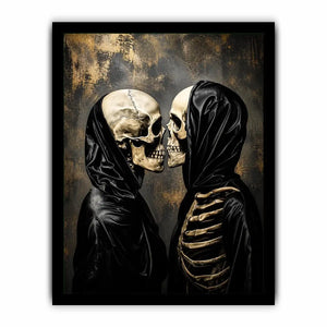 skull lovers gothic wall art canvas black aesthetic skeleton couple dark romance modern edgy home decor