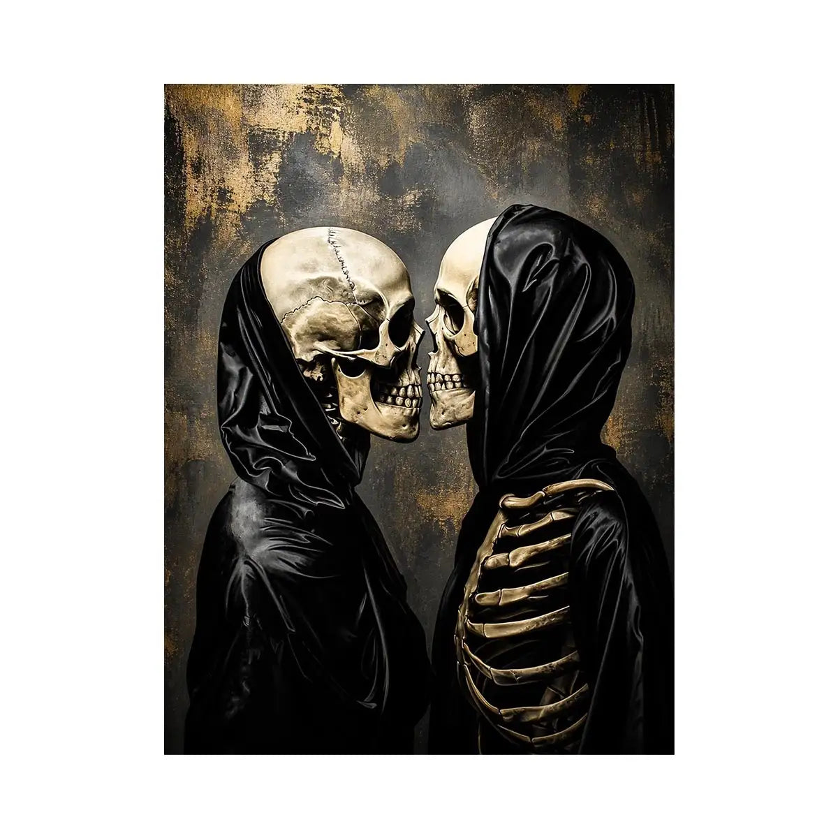 skull lovers gothic wall art canvas black aesthetic skeleton couple dark romance modern edgy home decor