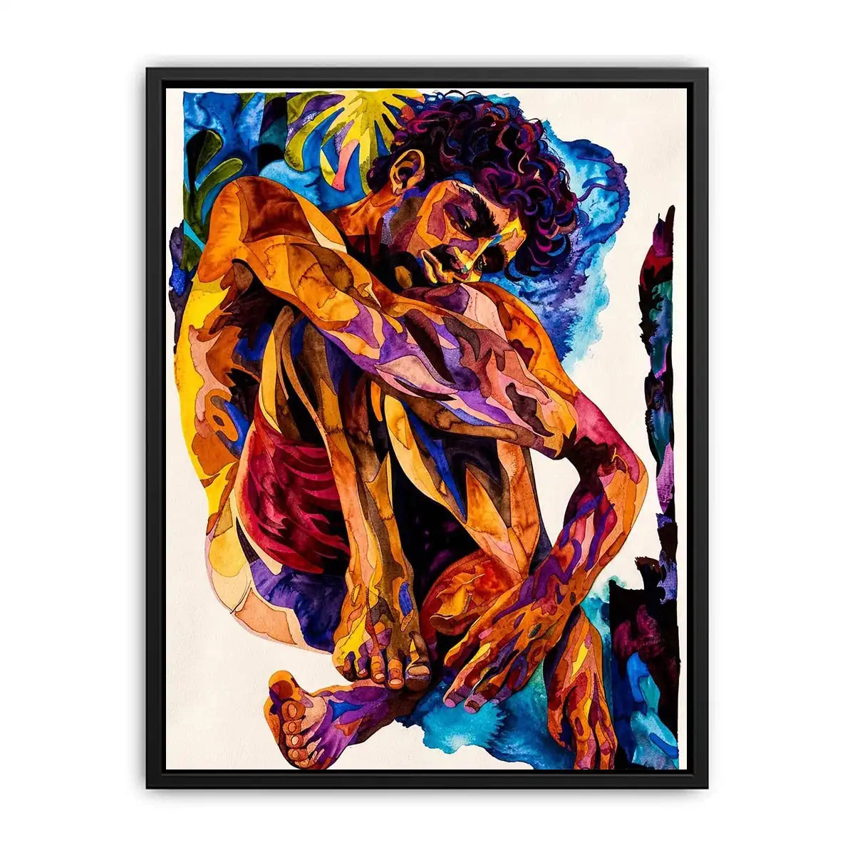 abstract figurative colorful wall art modern canvas expressive human form vibrant contemporary decor USA global