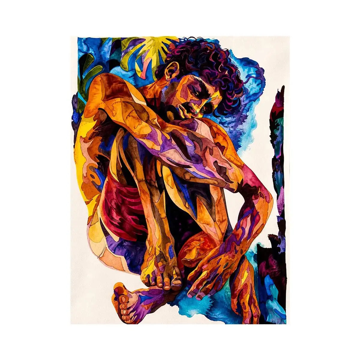 abstract figurative colorful wall art modern canvas expressive human form vibrant contemporary decor USA global
