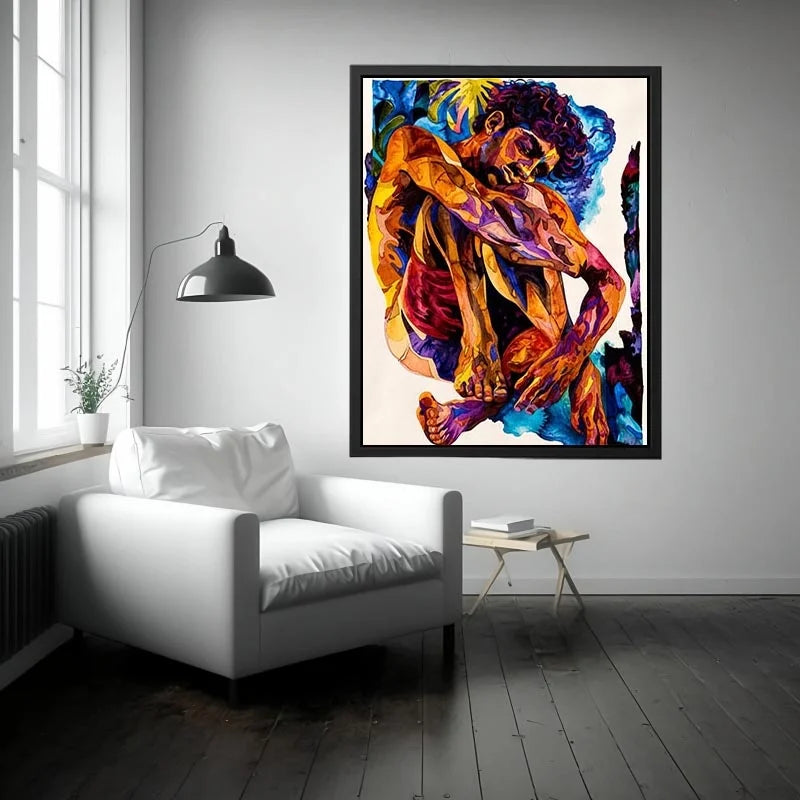 abstract figurative colorful wall art modern canvas expressive human form vibrant contemporary decor USA global