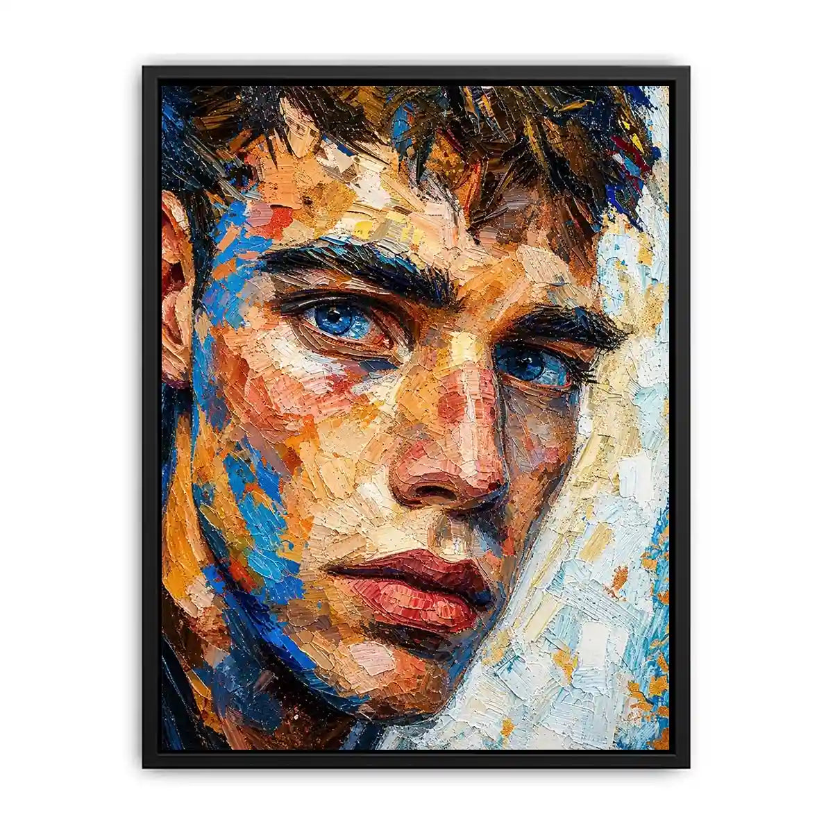 textured abstract portrait wall art modern face painting expressive canvas contemporary decor USA global
