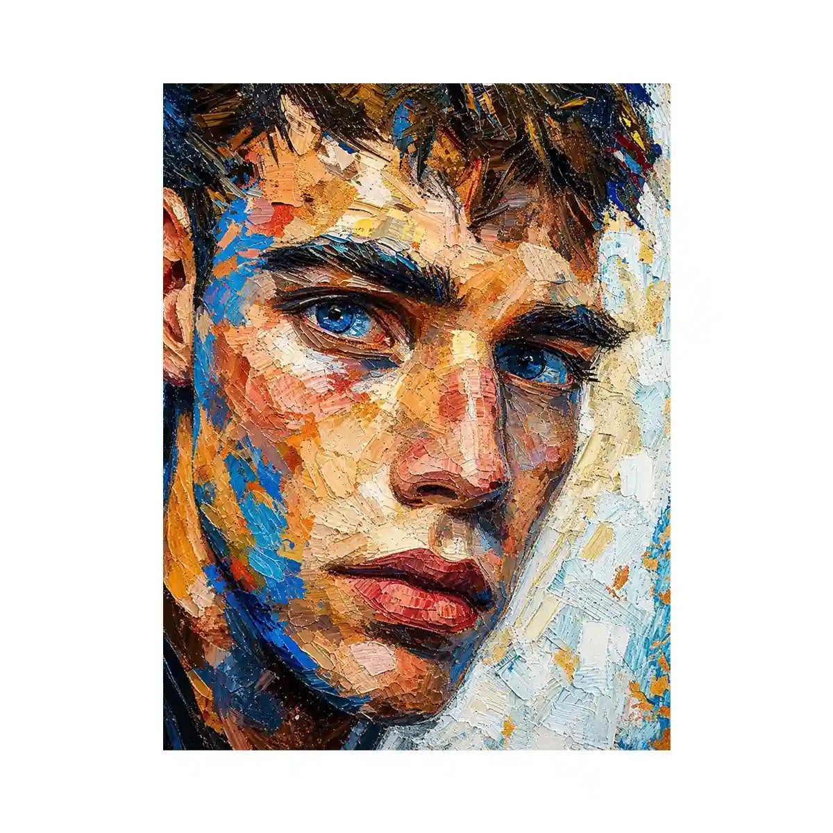 textured abstract portrait wall art modern face painting expressive canvas contemporary decor USA global
