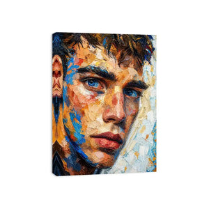 textured abstract portrait wall art modern face painting expressive canvas contemporary decor USA global
