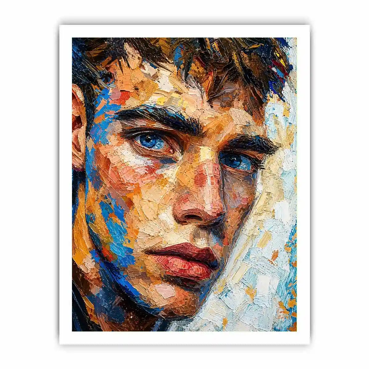 textured abstract portrait wall art modern face painting expressive canvas contemporary decor USA global