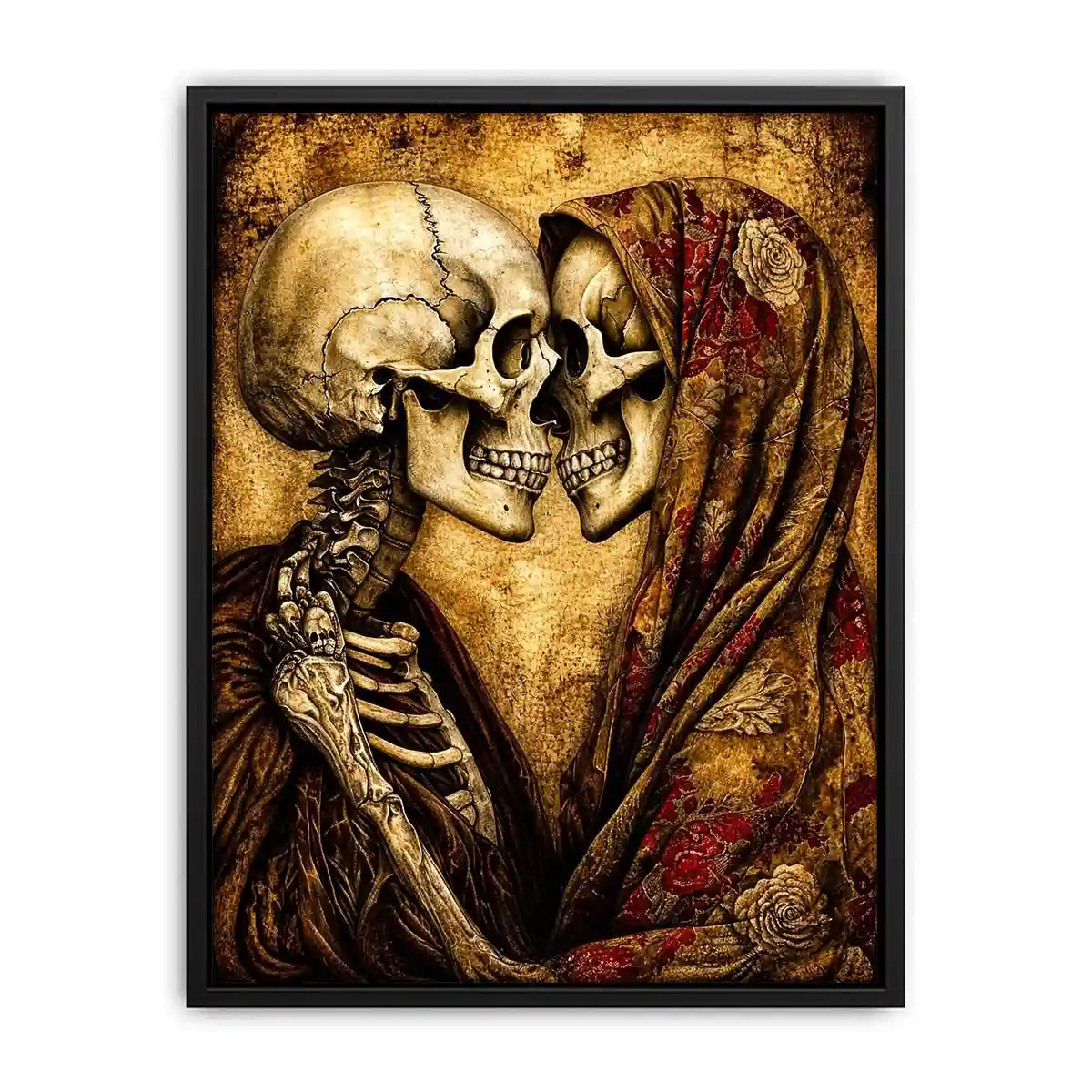 gothic skull lovers vintage wall art skeleton couple romantic dark canvas antique aesthetic decor USA global