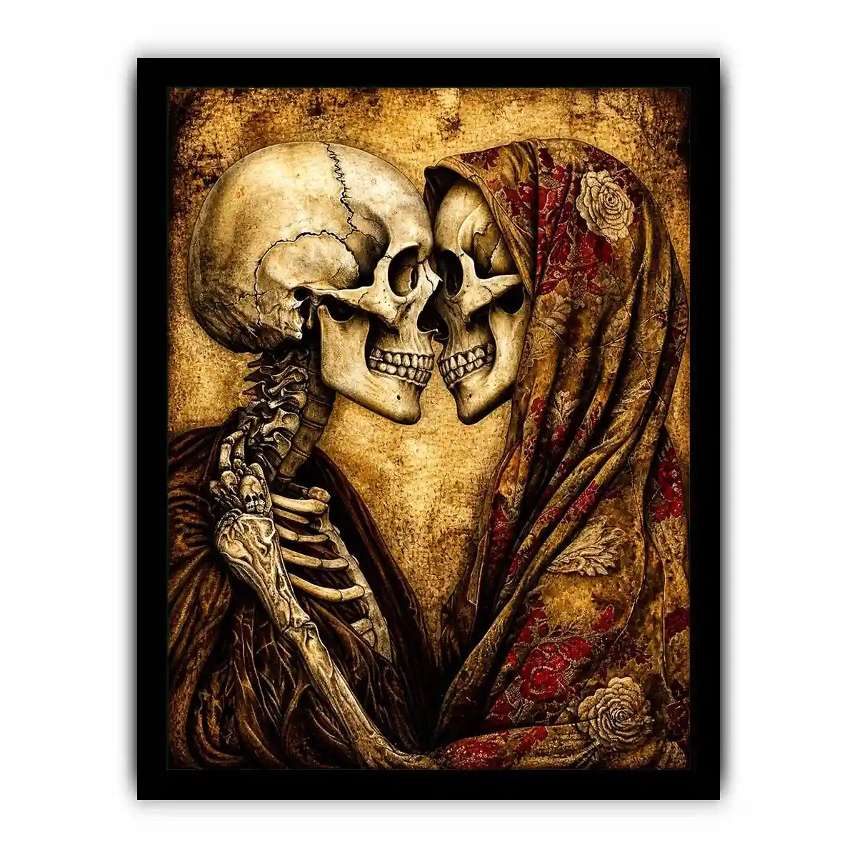 gothic skull lovers vintage wall art skeleton couple romantic dark canvas antique aesthetic decor USA global