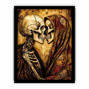gothic skull lovers vintage wall art skeleton couple romantic dark canvas antique aesthetic decor USA global