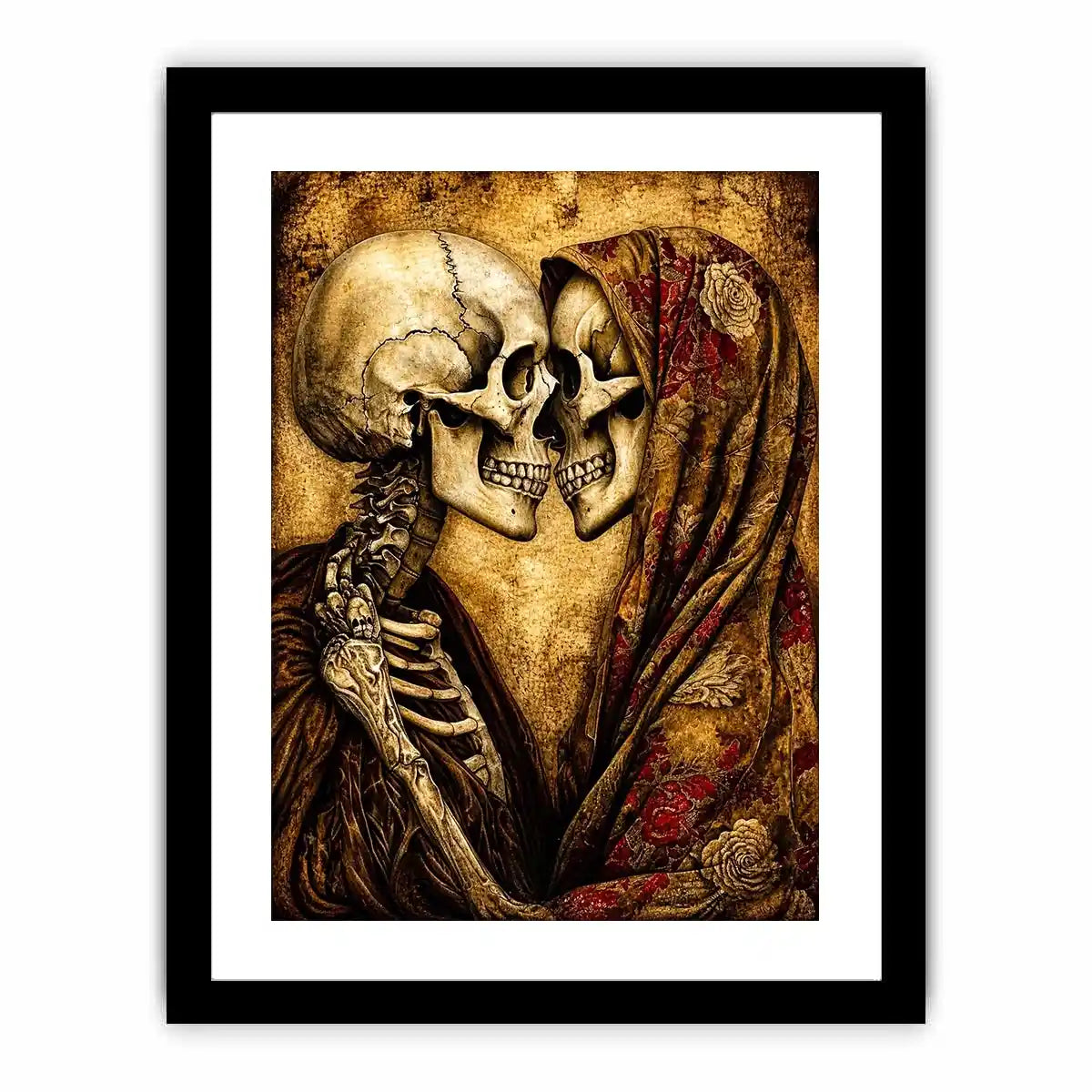 gothic skull lovers vintage wall art skeleton couple romantic dark canvas antique aesthetic decor USA global
