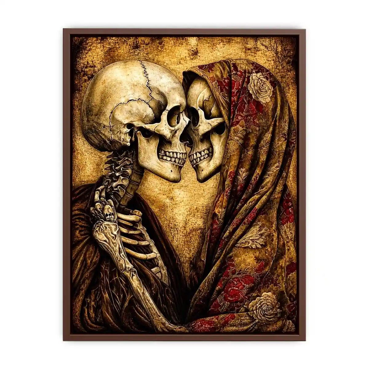 gothic skull lovers vintage wall art skeleton couple romantic dark canvas antique aesthetic decor USA global
