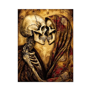 gothic skull lovers vintage wall art skeleton couple romantic dark canvas antique aesthetic decor USA global